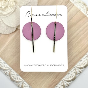 Polymer Clay Hoop Earrings with Metal Bar Lightweight Hypoallergenic Surgical Steel Hoops