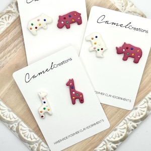Animal Cracker Animal Cookie Clay Earrings Hypoallergenic Surgical Steel Lightweight
