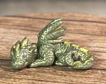 Green Mini Polymer Clay Dragon - Dragon Figurine