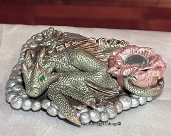 Eleganza - Polymer Clay Dragon Figurine - OOAK Fantasy Decor - Handmade Dragon Sculpture - Fairy Garden Decoration