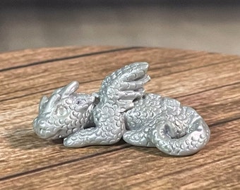 White Mini Polymer Clay Dragon - Dragon Figurine