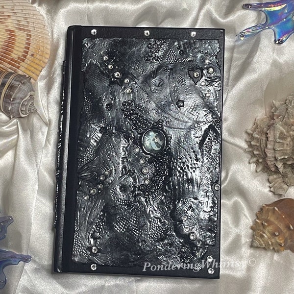 OOAK Dreambubble Mermaid Sketchbook - Clay Cover Dream Journal - Nautical Sketchbook
