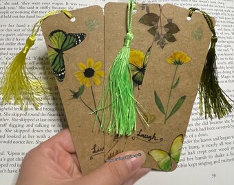 Garden Simplicity Bookmarks set of 3 - Handmade Cottagecore Bookmarks - Book Lover Gift Ideas - Teacher Gift - Nature Bookmark -