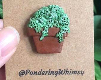 Planter Polymer Clay Pin - Handmade Terracotta Pot Lapel Pin - Plant lover Gift