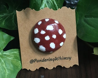Mushroom Whimsical Polymer Clay Pin - Nature Lover Gift