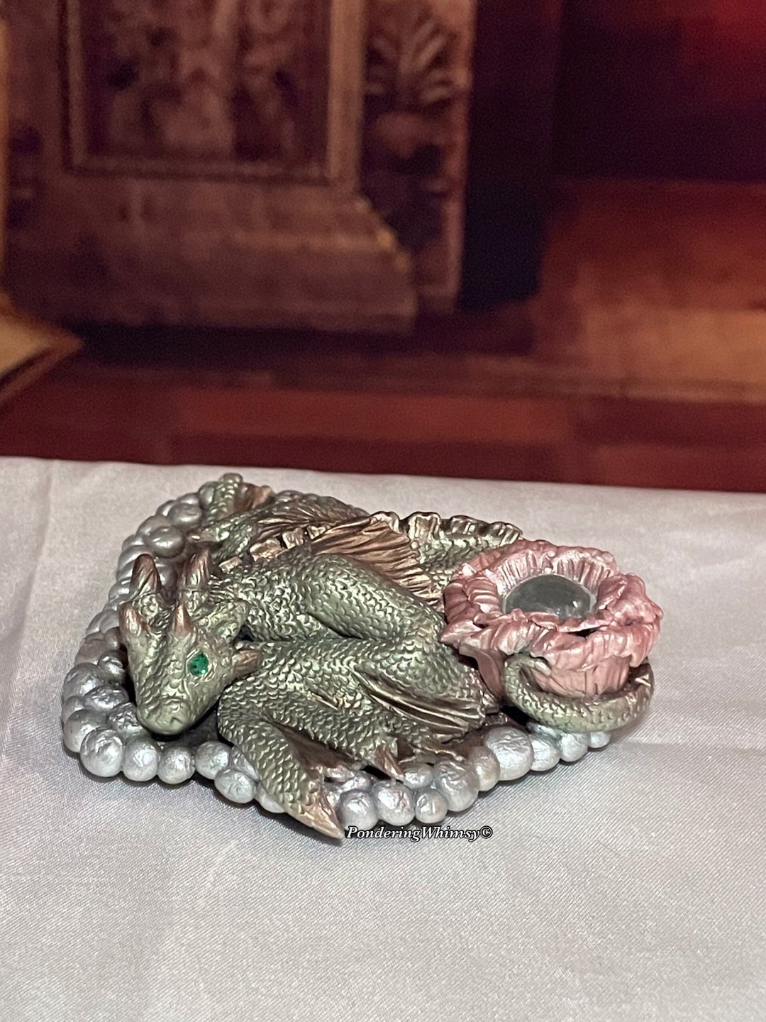 Eleganza Polymer Clay Dragon Figurine OOAK Fantasy Decor Etsy