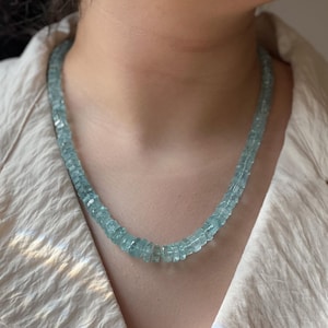 Aquamarine Bolts Necklace: Faceted Gemstone Bolts, 14k Gold Filled Clasp