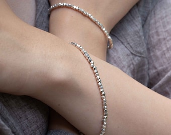 Silver Nugget Bracelet, Dainty Bracelets, Sterling Silver, Karen Hill Tribe Silver, Stacking bracelets, Gift She Will Love, Handmade
