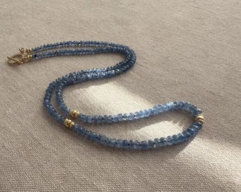 Burma Saphir Halskette, 14k Gold Filled Akzente, Boho Edelstein Schmuck