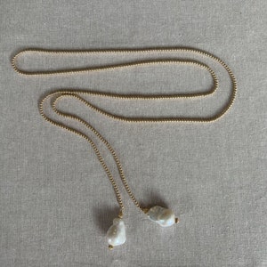 Gold Bead and Baroque Pearl Multi Way Necklace, Lariat Necklace, All Seaon Jewelry