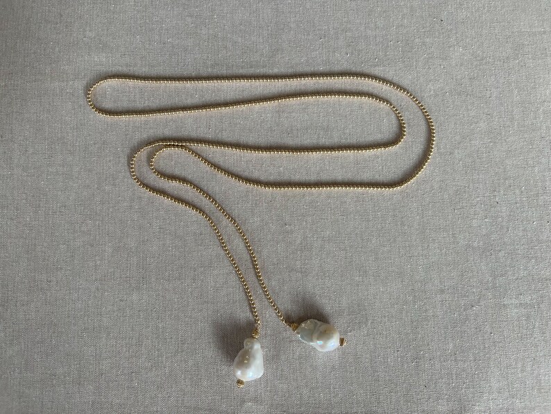 Gold Bead and Baroque Pearl Multi Way Necklace, Lariat Necklace, All Seaon Jewelry