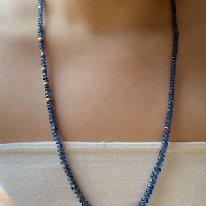 AAA+ Sapphire Necklace: 14k Gold Accents, Hand Knotted Gemstone Jewelry