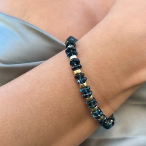 London Blue Topaz Bracelet, Gemstone Bracelet, Gift for Her, Mother&#39;s Day, Handmade, Boho, December Birthstone, Blue Gemstone, Fall Jewelry