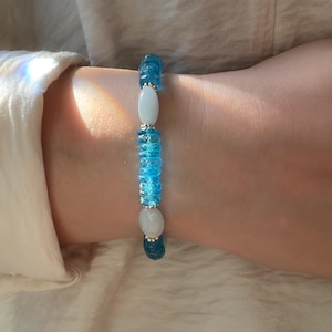 Schweizer Blautopas Armband, Blautopas, Edelstein Armband, Sterling Silber, Blauer Edelstein, Blaues Armband, Geschenk für Sie, Geschenk für Mama