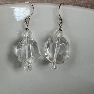 Clear Quartz Nugget Drop Earrings, AAA Clear Quartz, Drop Earrings, Sterling Silver, Perfect All Around Earring, Great Gift Idea, Handmade image 5