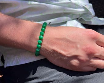 koreanische Jade verstellbar Armband, Herren Schmuck, Boho Unisex Armband