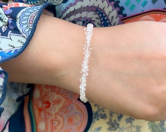 Herkimer Diamond Bracelet: AAA Quality, Sterling Silver, Boho Gemstone Jewelry