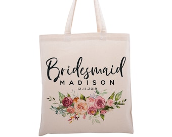 Personalised Mother of the Groom Name Date Shoulder Tote Bag Wedding Engagement