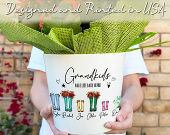 Customizable Wellies Family Name Flower Pot - Perfect Gift for Moms & Grandmas, Personalized Outdoor Planter, Mother's Day Keepsake Gift
