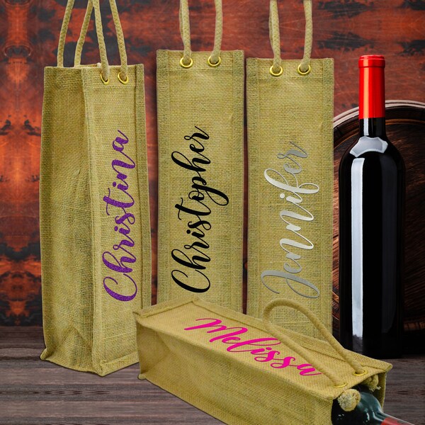 Burlap Wine Bag Etsy