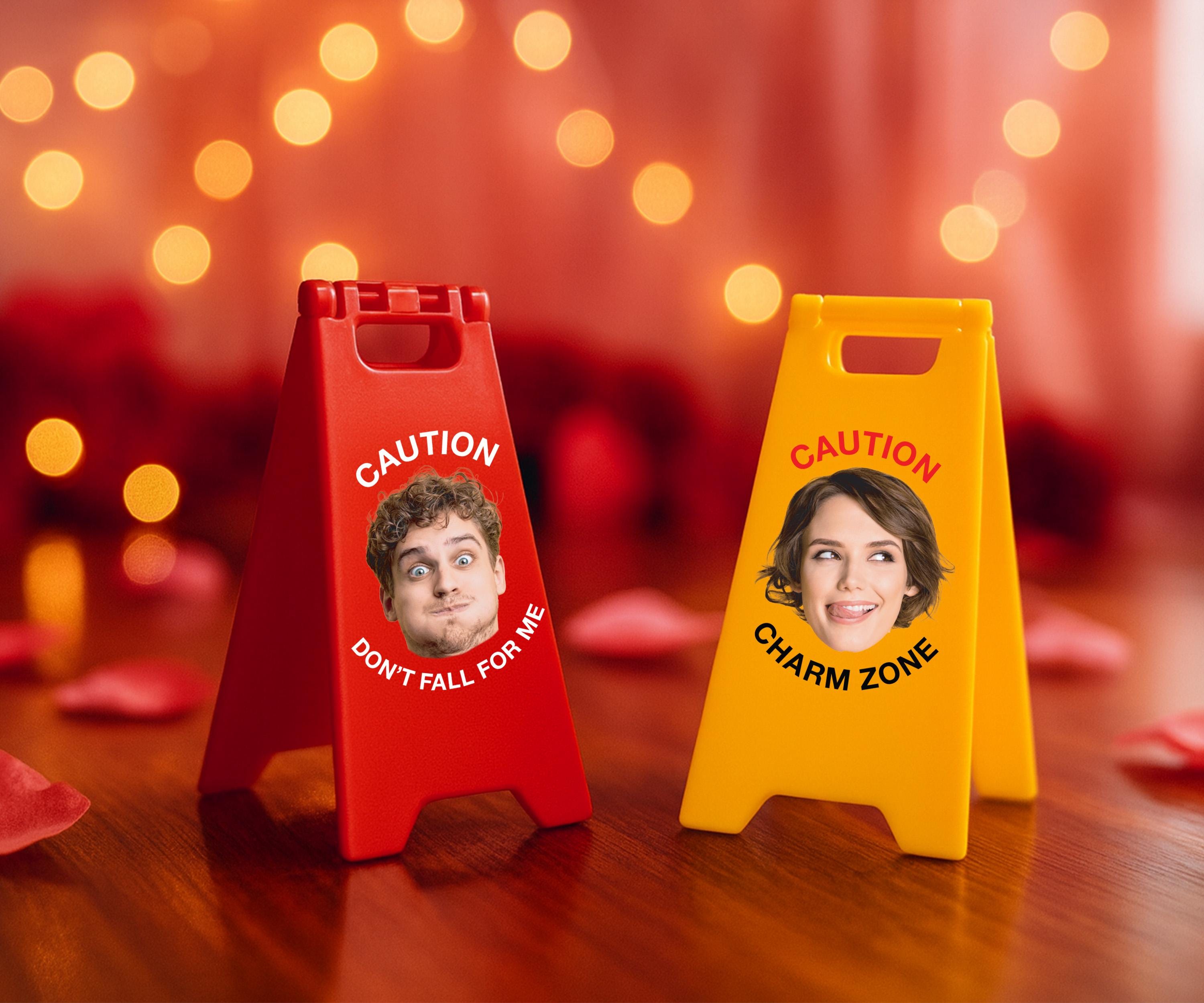 Custom Face Mini Sign, Personalized Caution Photo Sign, Funny Desk ...