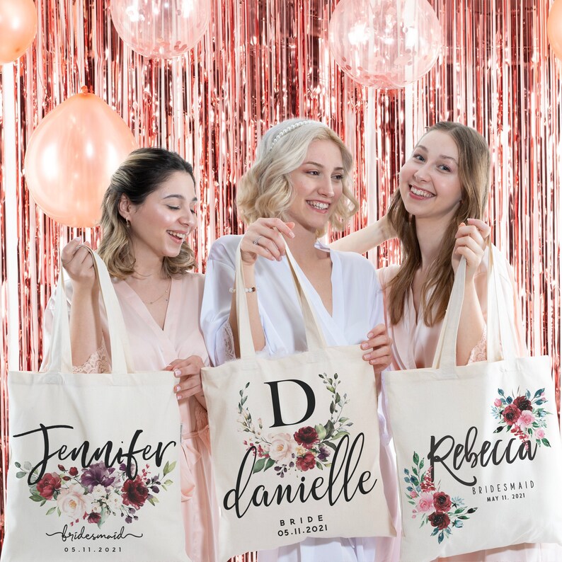 Personalized Tote Bag for Bachelorette Party Customized Bridesmaid Gift Bags Bride Maid of Honor Mother of the Bride Bridal Party Totes 