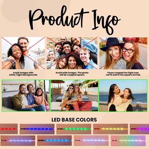 Custom Best Friend Gift Acrylic Photo Plaque, Personalized BFF Picture Collage, LED or Wood Base, Polaroid Style Photo Display for Besties image 4
