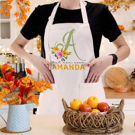Customized Apron Floral Baking With Love Personalized Aprons Chef Gifts  Grilling Apron For Baking Cooking For