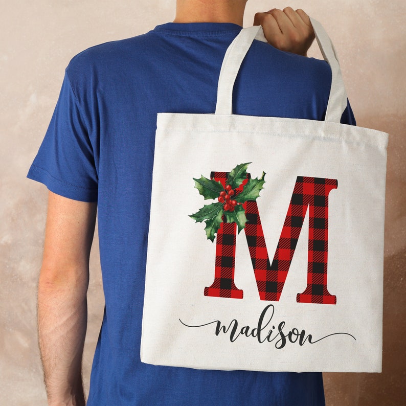 Personalized Christmas Tote Bag Customized Gift Bags Cute Etsy