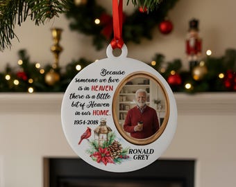 Personalized Text And Photo Ornament, Custom Memorial Gift Keepsake, Family Christmas Ornament with Picture, Remembrance Holiday Ornament