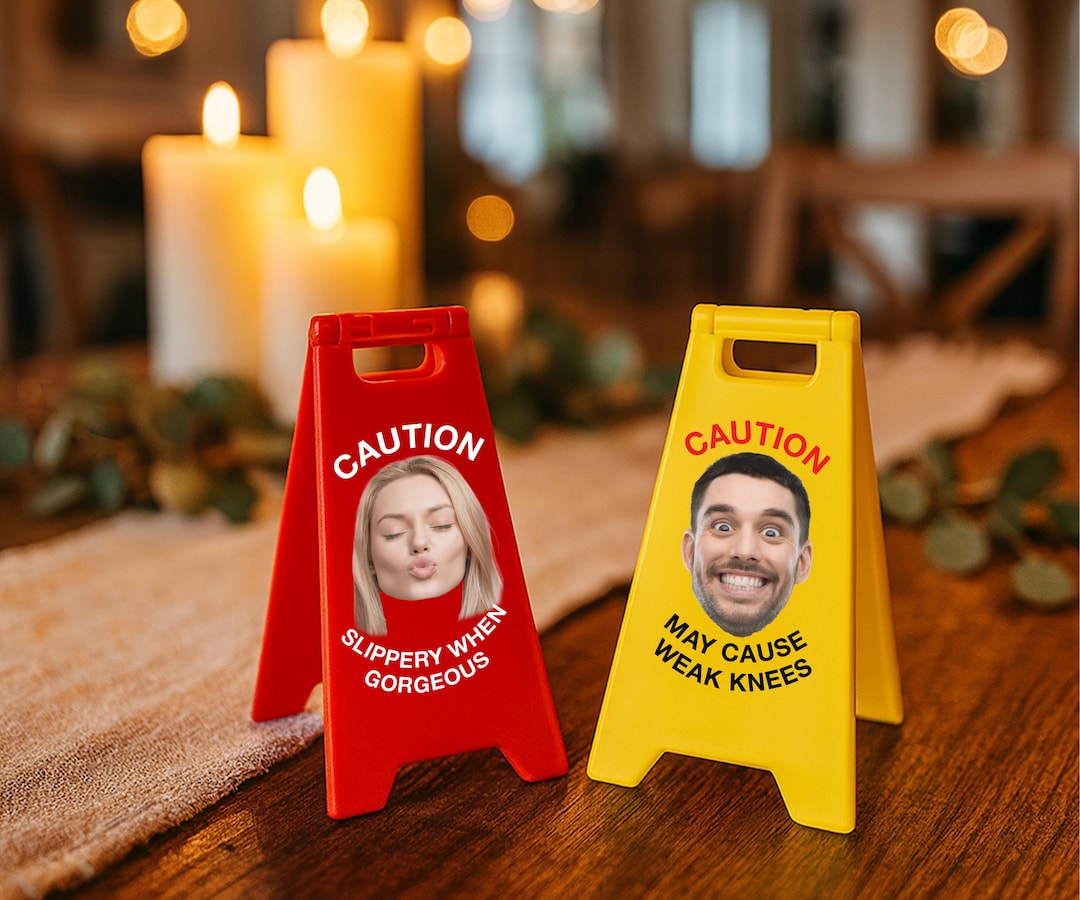 Custom Face Mini Sign, Personalized Caution Photo Sign, Funny Desk ...