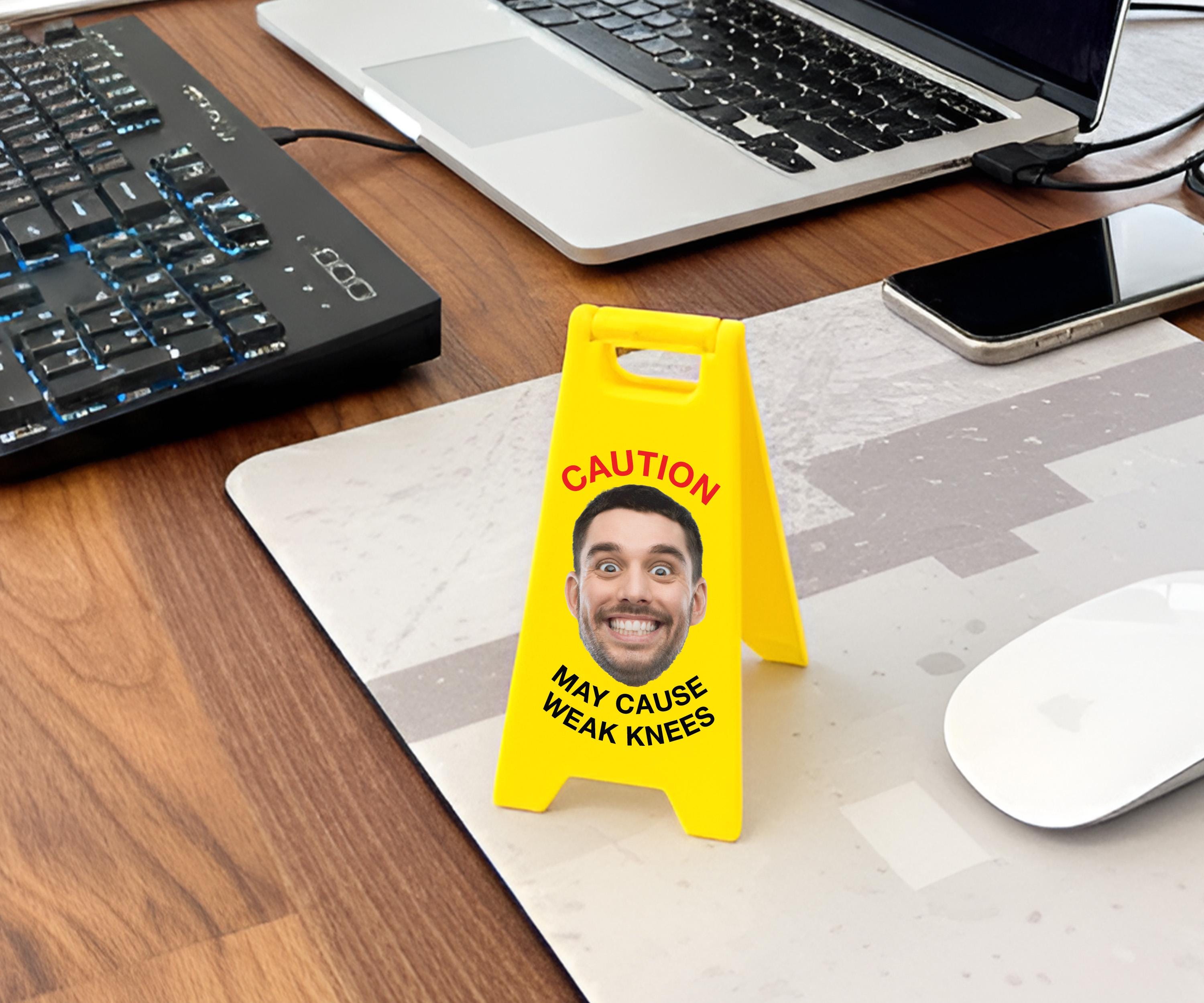 Custom Face Mini Sign, Personalized Caution Photo Sign, Funny Desk ...