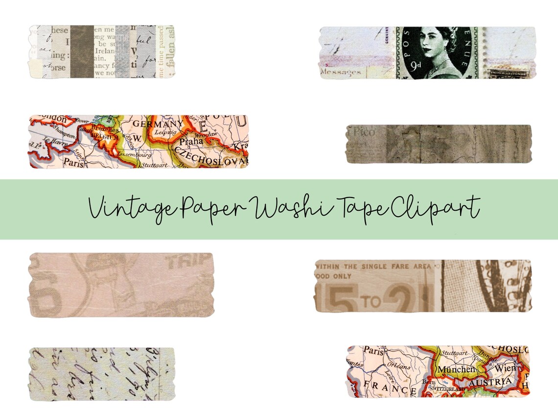 Vintage Paper Newspaper Rustic Map Washi Tape Clipart PNG | Etsy