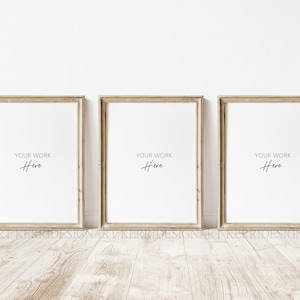 3:4 Three Wood Photo Frame Mockup - Rustic Frame Mockup - Wall Art Mockup - Simple Frame Mockup - Photography MockupDouble