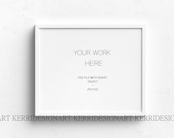 Maquette avec cadre blanc - affichage d'art mural stylisé (PSD, JPG)