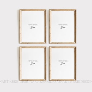 Wood Frame Mockup Set of 4/3:4  Wooden Frame Mockup - Mock Up Wall Art - Styled Frame Mock up - Instant Download Mockup -