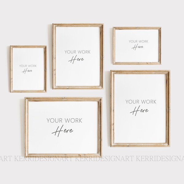 Wood Frame Mockup Set – Styled Wall Art Mockup (Digital Download)
