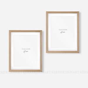 2 Wood Frame Mockup - Modern Digital Mockup - 3X4 Minimalistische Wood Framed Art Display - Simple Vertical Frame Template - JPG PSD Smart Object