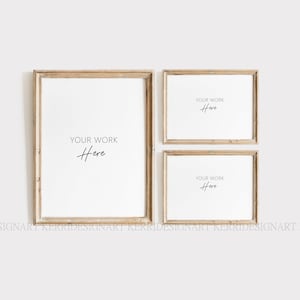 Wood Frame Mockup Set of 3/3:4  Wooden Frame Mockup - Mock Up Wall Art - Styled Frame Mock up - Instant Download Mockup -