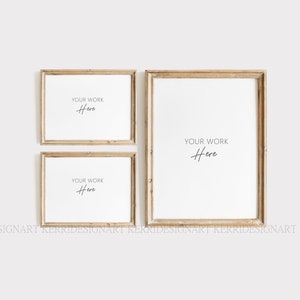 Wood Frame Mockup Set of 3/3:4  Wooden Frame Mockup - Mock Up Wall Art - Styled Frame Mock up - Instant Download Mockup -