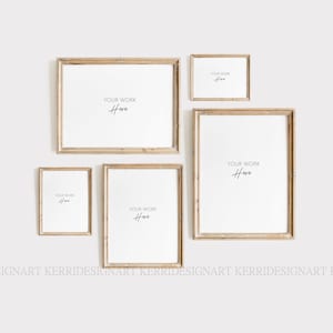 Wood Frame Mockup Set of 5/3:4  Wooden Frame Mockup - Mock Up Wall Art - Styled Frame Mock up - Instant Download Mockup -