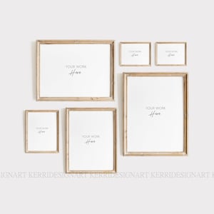 Wood Frame Mockup Set of 6/3:4  Wooden Frame Mockup - Mock Up Wall Art - Styled Frame Mock up - Instant Download Mockup -