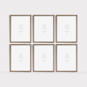 Wood Frame Mockup Set of 6/3:4  Wooden Frame Mockup - Mock Up Wall Art - Styled Frame Mock up - Instant Download Mockup -