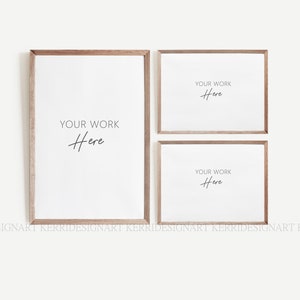 Wood Frame Mockup Set of 3/3:4 2：3 Vintage Wooden Frame Mockup - Mock Up Wall Art - Styled Frame Mock up - Instant Download Mockup -