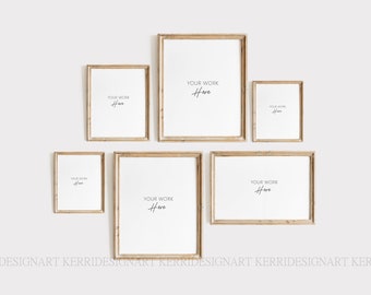 Wood Frame Mockup Set of 6/4:5  Wooden Frame Mockup - Mock Up Wall Art - Styled Frame Mock up - Instant Download Mockup -