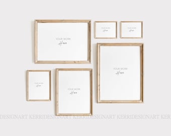Wood Frame Mockup Set of 6/3:4  Wooden Frame Mockup - Mock Up Wall Art - Styled Frame Mock up - Instant Download Mockup -