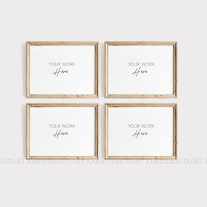 Wood Frame Mockup Set of 4/3:4  Wooden Frame Mockup - Mock Up Wall Art - Styled Frame Mock up - Instant Download Mockup -