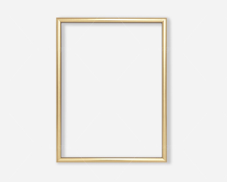 K&ouml;nnte beinhalten: Ein goldener Bilderrahmen mit einem einfachen, rechteckigen Design. Der Rahmen ist leer und bereit, ein Foto oder ein Kunstwerk zu pr&auml;sentieren.