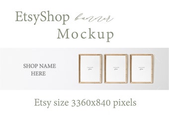 Etsy Shop Banner Mockup, Minimalist Frame Mockup (PSD)