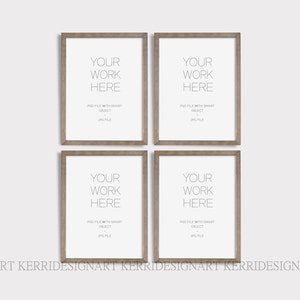 Wood Frame Mockup Set of 4/3:4  Wooden Frame Mockup - Mock Up Wall Art - Styled Frame Mock up - Instant Download Mockup -